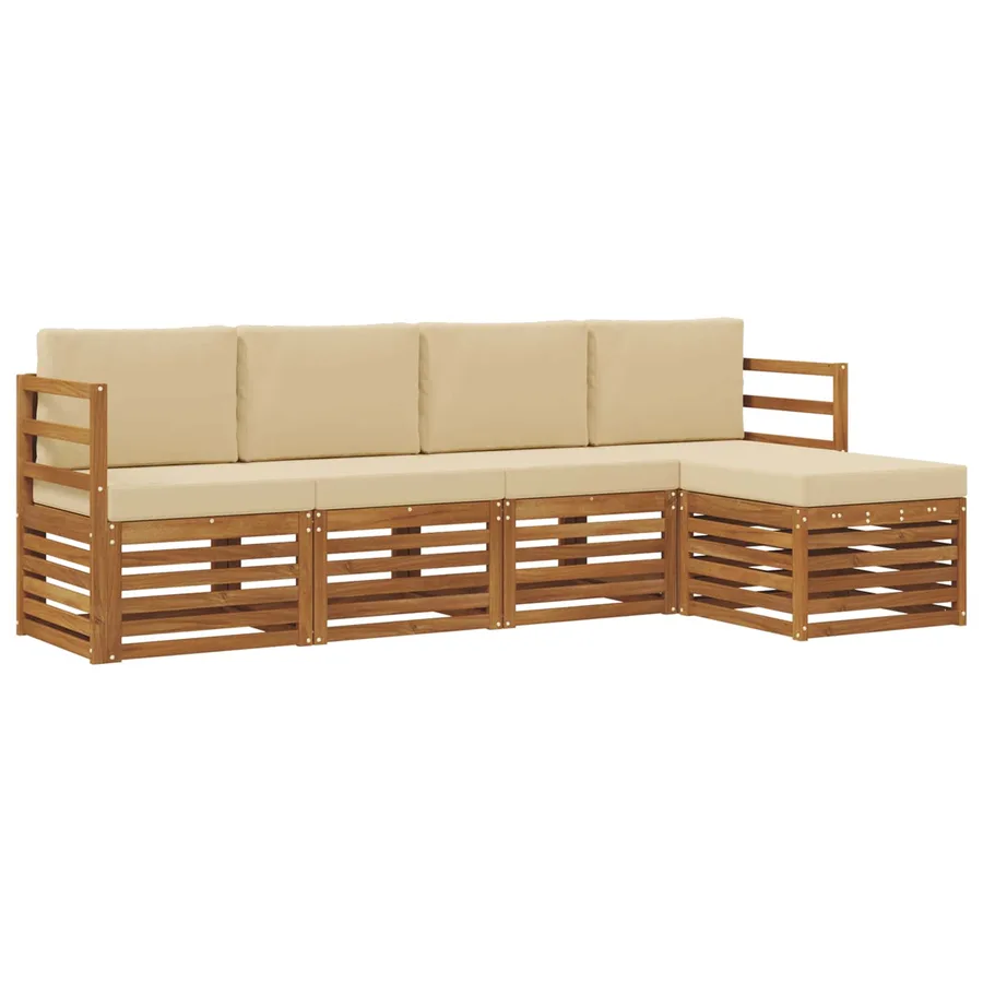 Ensemble de canapés d'extérieur 5 pcs Naturel et Beige - 2