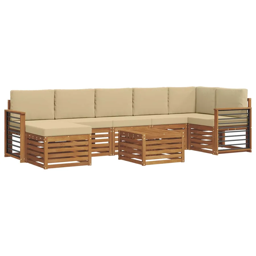 Ensemble de canapés d'extérieur 8 pcs Naturel et Beige - 2