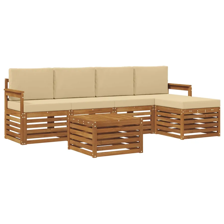 Ensemble de canapés d'extérieur 6 pcs Naturel et Beige - 2