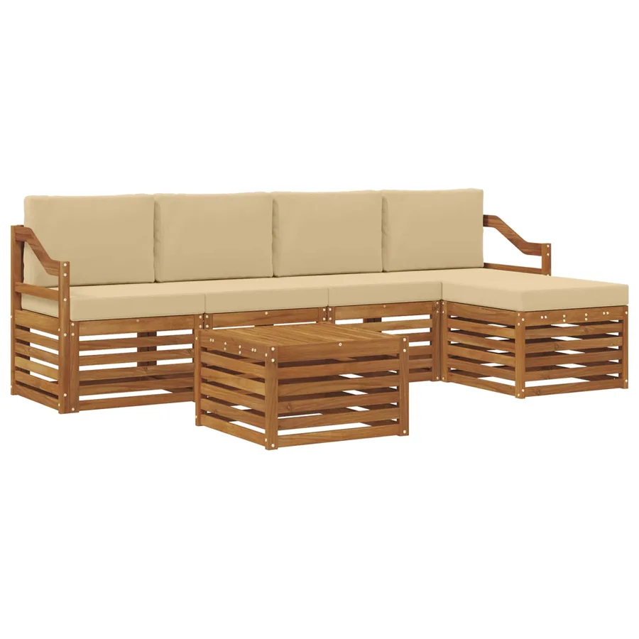 Ensemble de canapés d'extérieur 6 pcs Naturel et Beige - 2