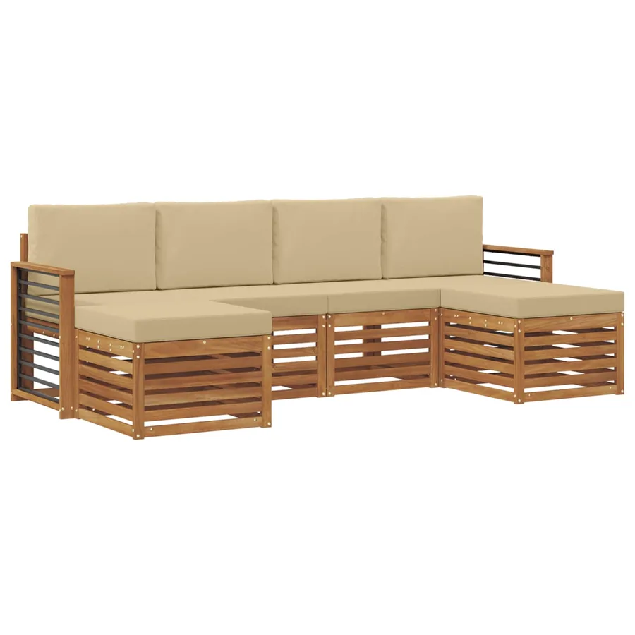Ensembles de canapés avec coussin 6 pcs Naturel et Beige - 2