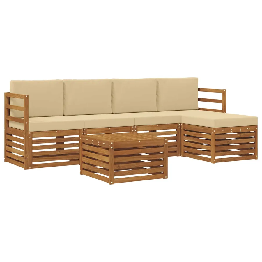 Ensemble de canapés d'extérieur 6 pcs Naturel et Beige - 2