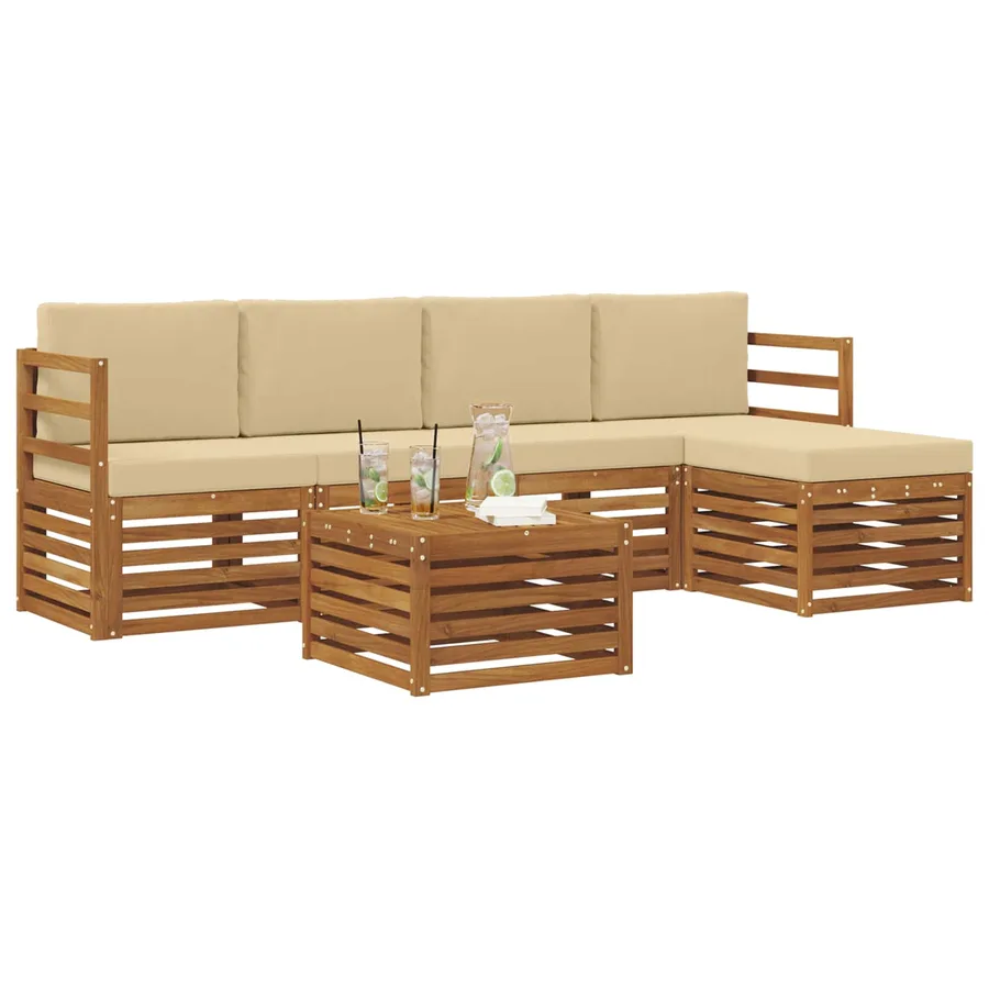 Ensemble de canapés d'extérieur 6 pcs Naturel et Beige - 3