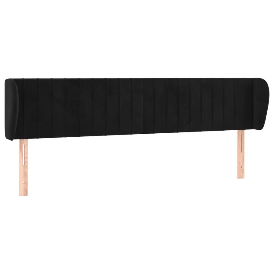 Tête de lit avec oreilles Noir 203x23x78/88 cm Velours - 2