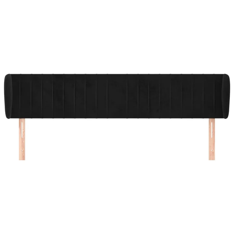 Tête de lit avec oreilles Noir 203x23x78/88 cm Velours - 3