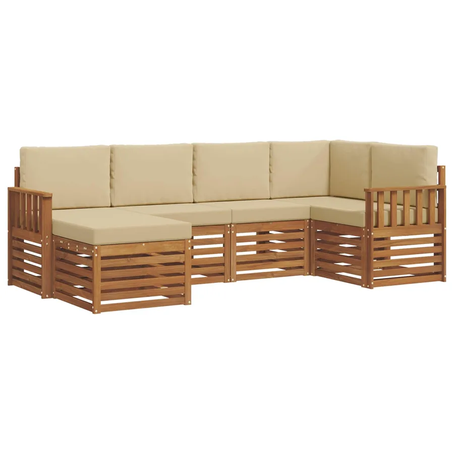 Ensemble de canapé d'angle avec coussin 6 pcs Naturel et Beige - 2