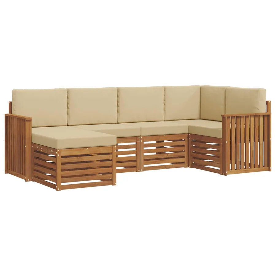 Ensemble de canapé d'angle avec coussin 6 pcs Naturel et Beige - 2