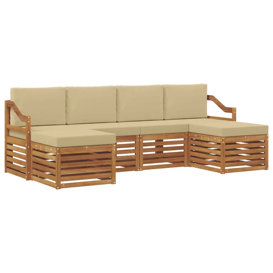 Ensembles de canapés avec coussin 6 pcs Naturel et Beige - 2