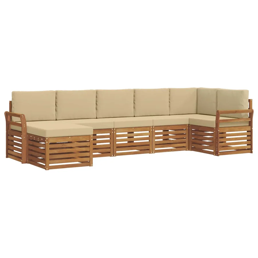 Ensemble de canapé d'angle avec coussin 7 pcs Naturel et Beige - 2