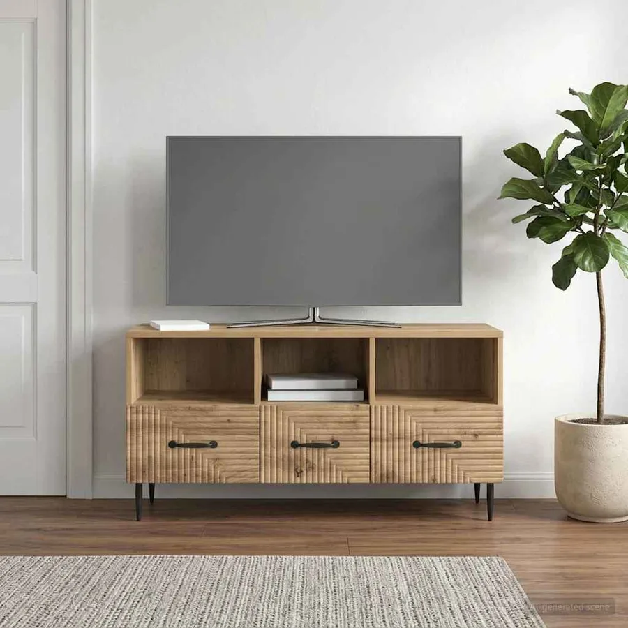 Meuble TV 102 x 34,5 x 50 cm Chêne artisanal Bois d'ingénierie - 4