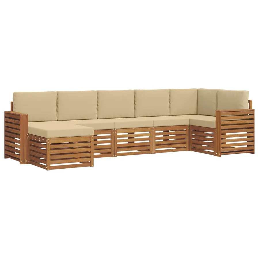 Ensemble de canapé d'angle avec coussin 7 pcs Naturel et Beige - 2