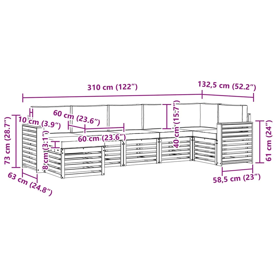 Ensemble de canapé d'angle avec coussin 7 pcs Naturel et Beige - 8