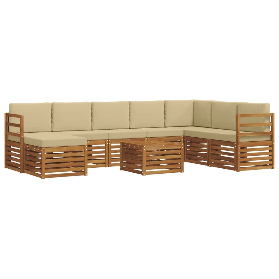 Ensemble de canapés d'extérieur 9 pcs Naturel et Beige - 2