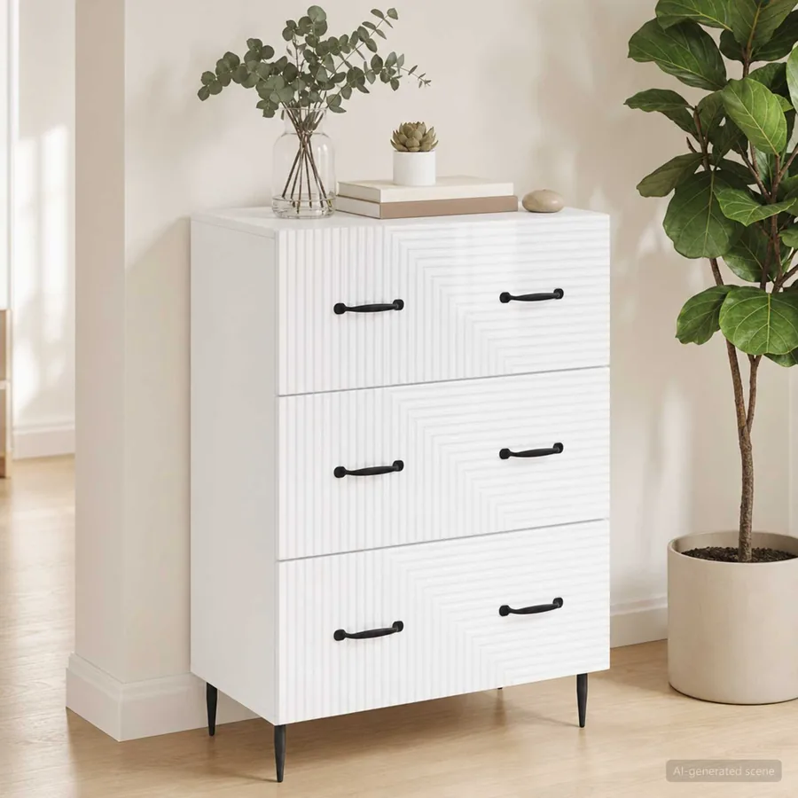 Armoire à tiroirs Blanc brillant 66 x 34,5 x 89,5 cm