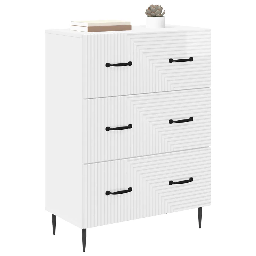 Armoire à tiroirs Blanc brillant 66 x 34,5 x 89,5 cm - 3