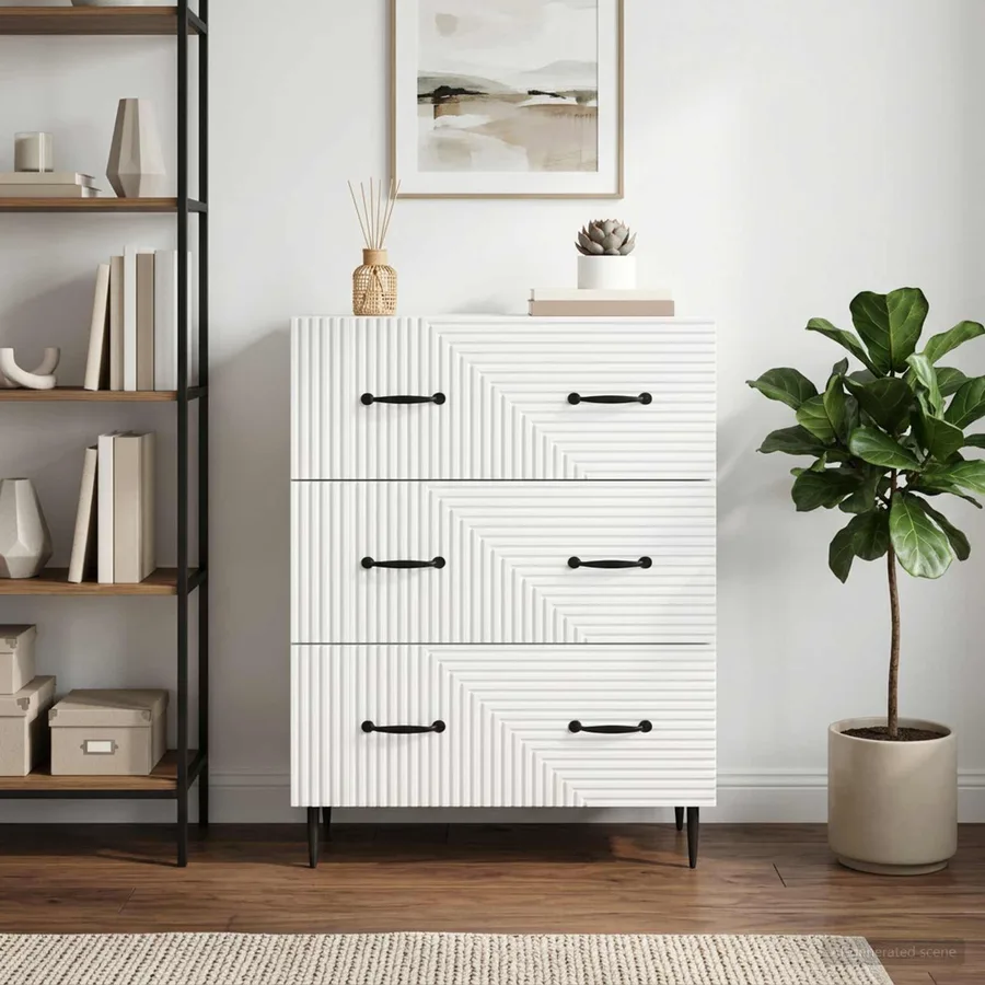 Armoire à tiroirs Blanc brillant 66 x 34,5 x 89,5 cm - 4