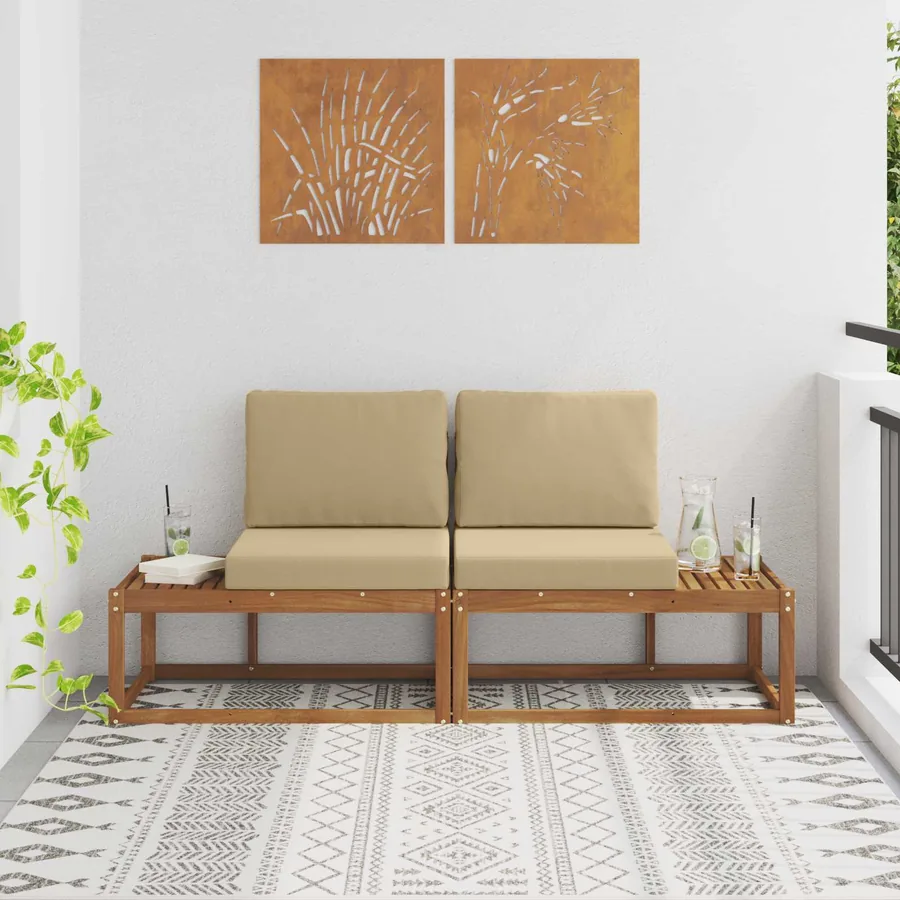 Canapé d'extérieur en bout 2 Pièce Naturel et Beige