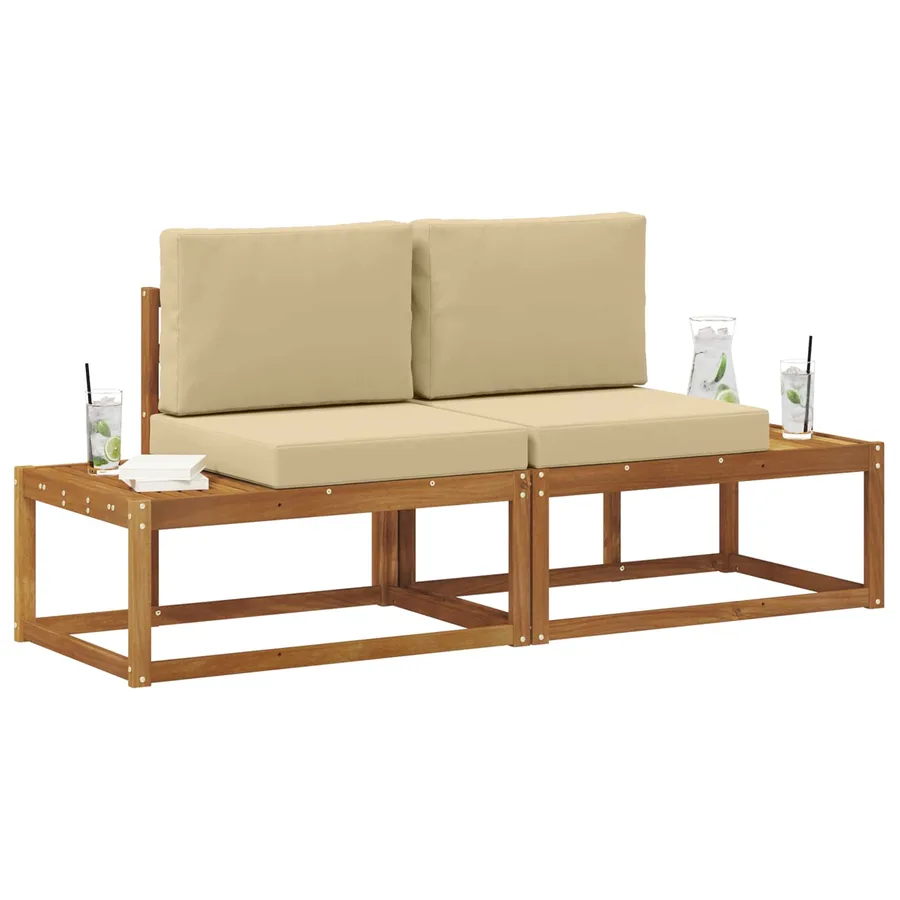 Canapé d'extérieur en bout 2 Pièce Naturel et Beige - 3
