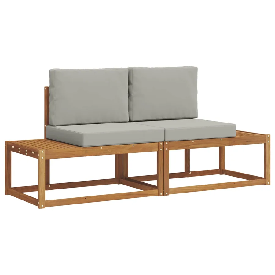 Ensemble de canapés d'extérieur avec coussin 2 pcs Naturel - 2