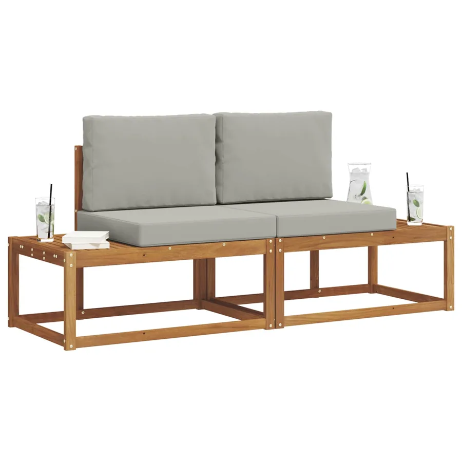Ensemble de canapés d'extérieur avec coussin 2 pcs Naturel - 3