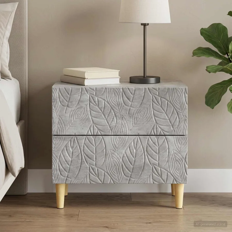 Table de chevet Gris béton 62 x 34,5 x 48 cm Bois d'ingénierie