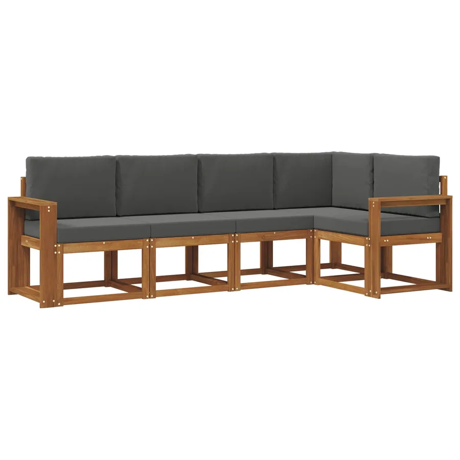Ensemble de canapés d'extérieur 5 pcs Naturel et Anthracite - 2
