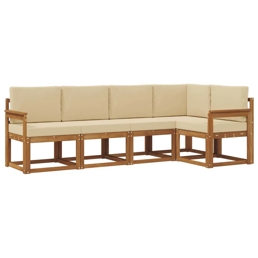 Ensemble de canapés d'extérieur 5 pcs Naturel et Beige - 2
