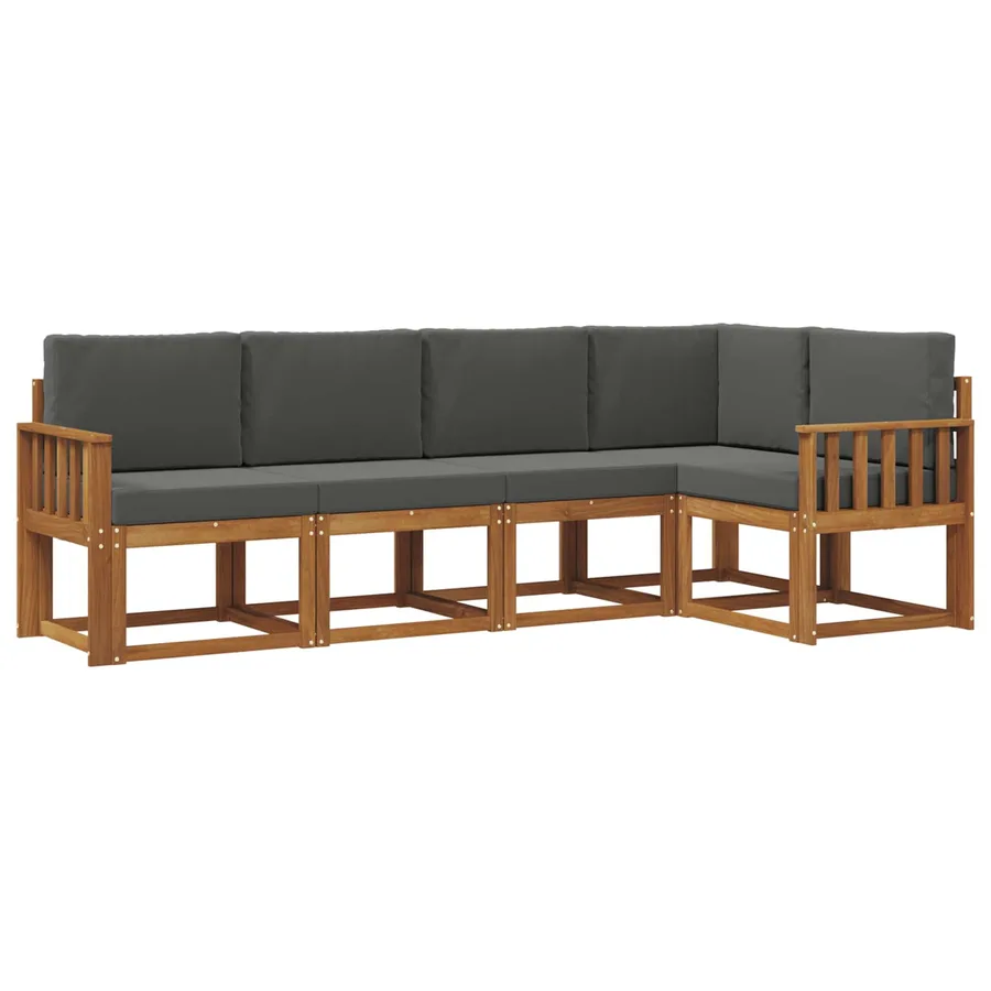 Ensemble de canapés d'extérieur 5 pcs Naturel et Anthracite - 2