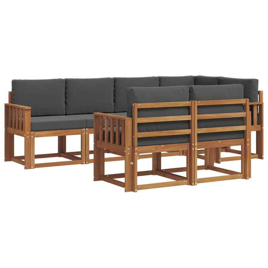 Ensemble de canapés d'extérieur 7 pcs Naturel et Anthracite - 2