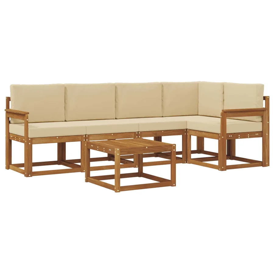 Ensemble de canapés d'extérieur 6 pcs Naturel et Beige - 2