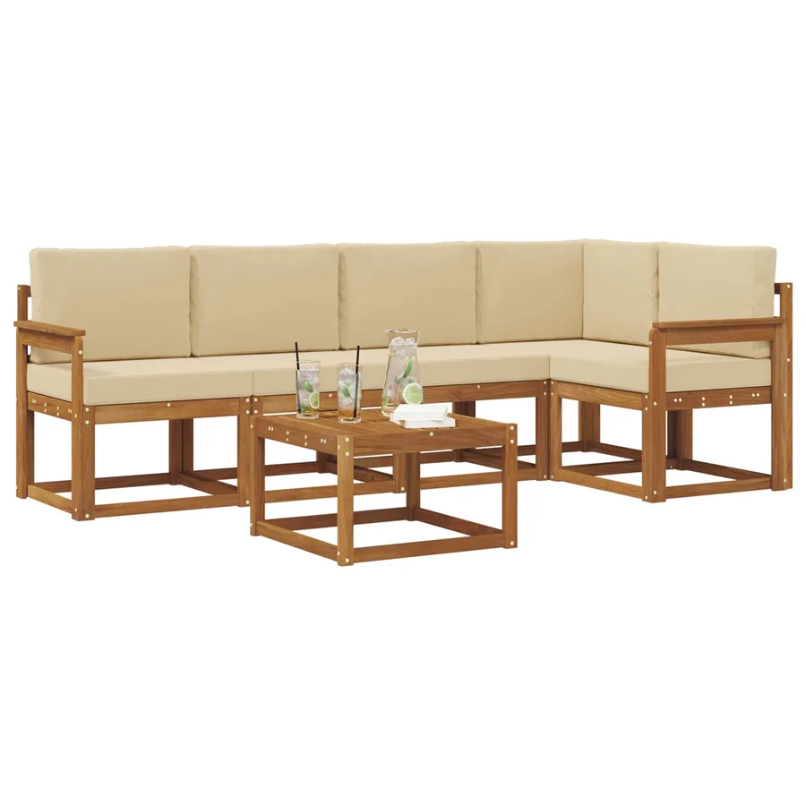 Ensemble de canapés d'extérieur 6 pcs Naturel et Beige - 3