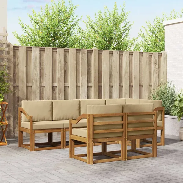 Ensemble de canapés d'extérieur 7 pcs Naturel et Beige