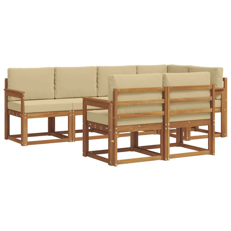 Ensemble de canapés d'extérieur 7 pcs Naturel et Beige - 2