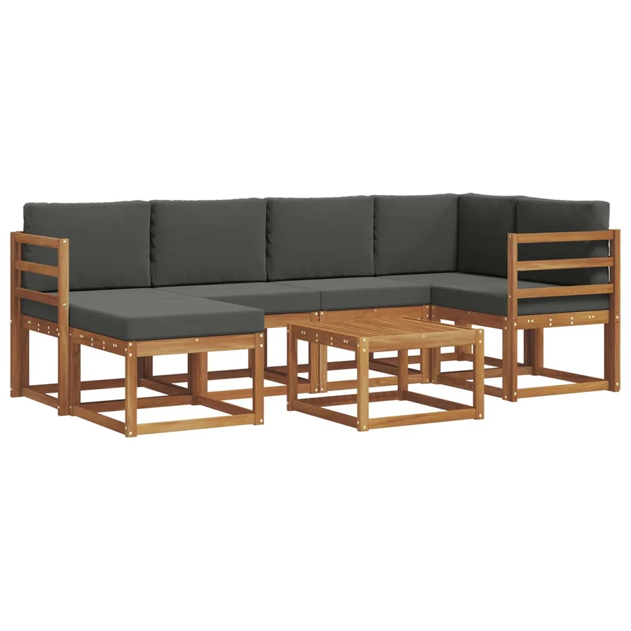 Ensemble de canapés d'extérieur 7 pcs Naturel et Anthracite - 2