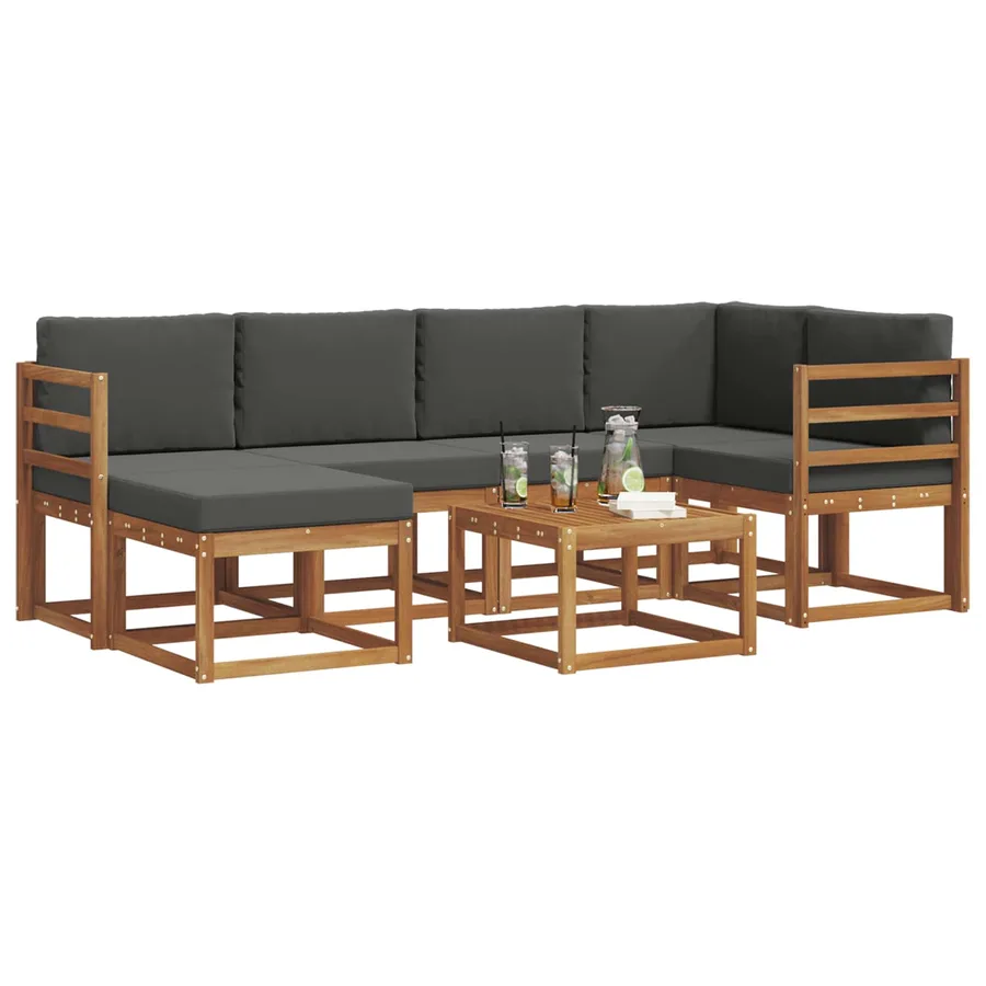 Ensemble de canapés d'extérieur 7 pcs Naturel et Anthracite - 3