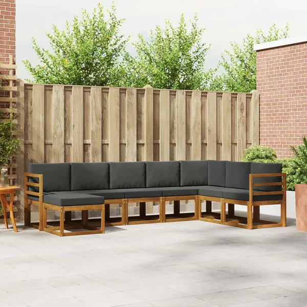 Ensemble de canapés d'extérieur 8 pcs Naturel et Anthracite