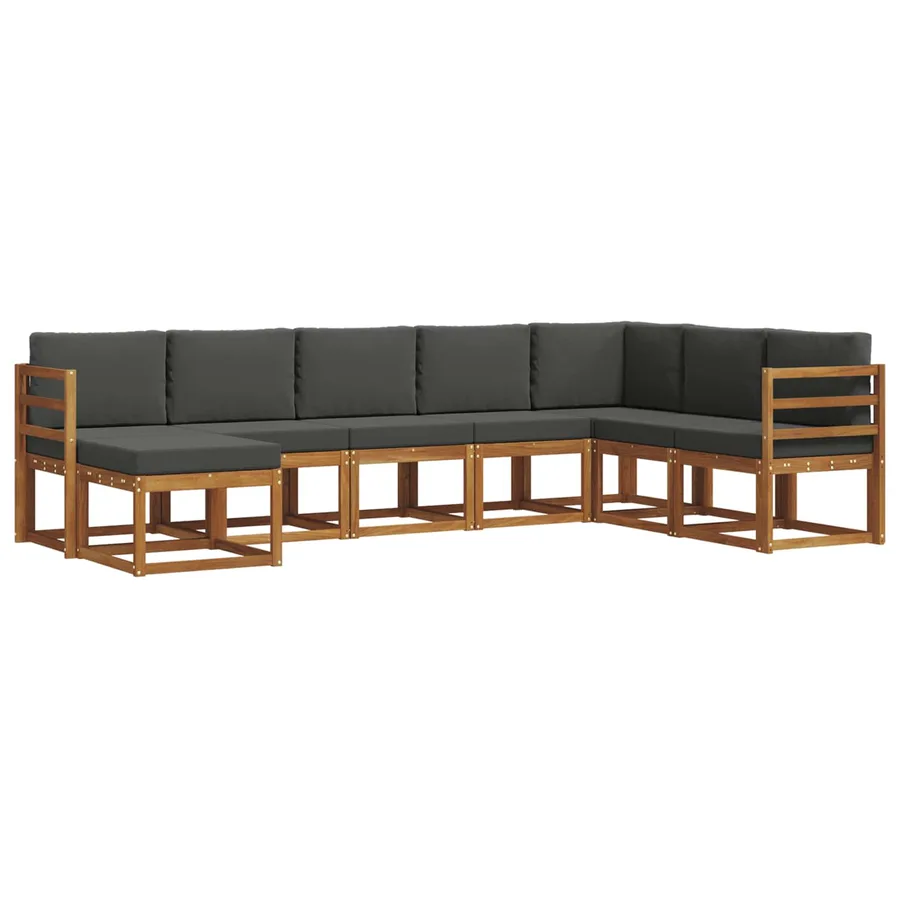 Ensemble de canapés d'extérieur 8 pcs Naturel et Anthracite - 2