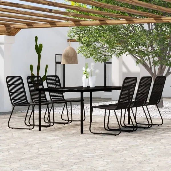 Ensemble à manger de jardin 7 pcs Noir