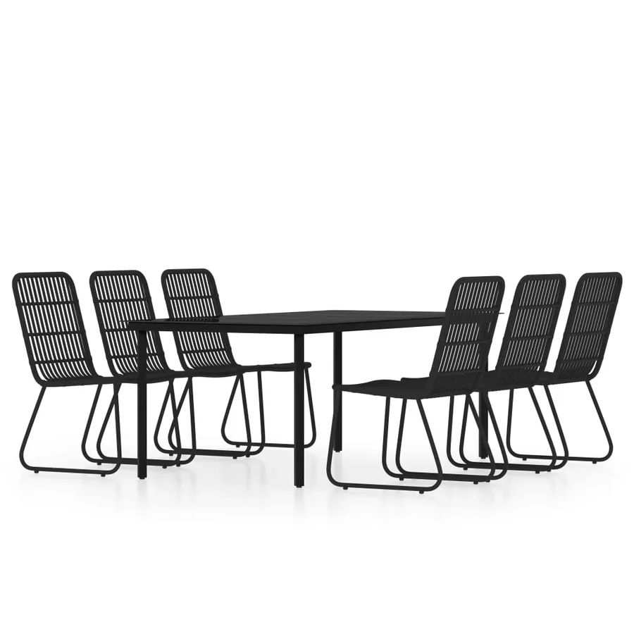 Ensemble à manger de jardin 7 pcs Noir - 2