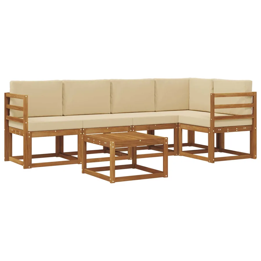 Ensemble de canapés d'extérieur 6 pcs Naturel et Beige - 2