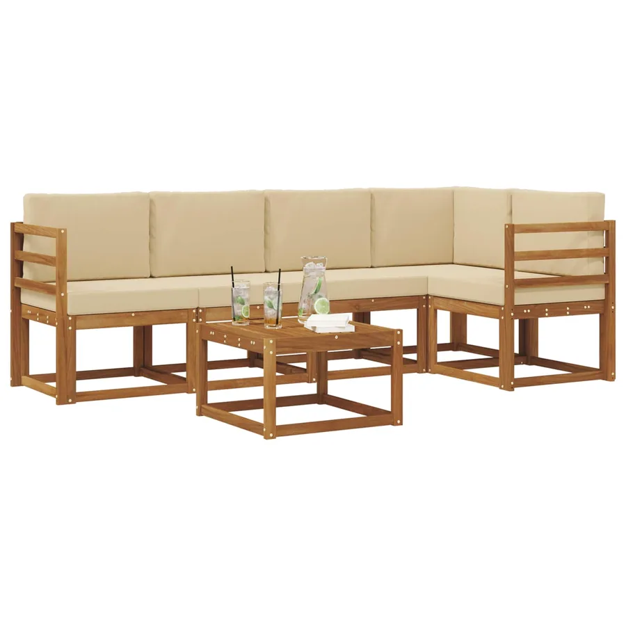 Ensemble de canapés d'extérieur 6 pcs Naturel et Beige - 3