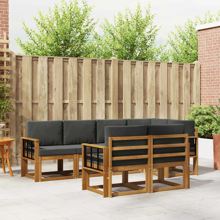 Ensemble de canapés d'extérieur 7 pcs Naturel et Anthracite