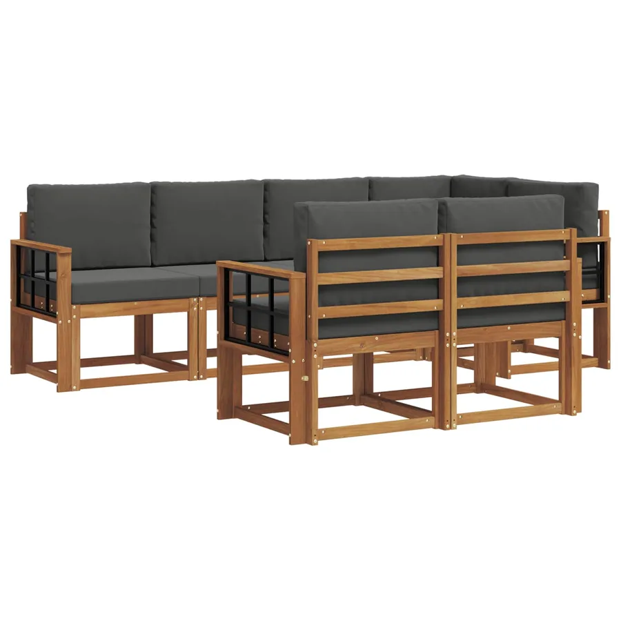 Ensemble de canapés d'extérieur 7 pcs Naturel et Anthracite - 2