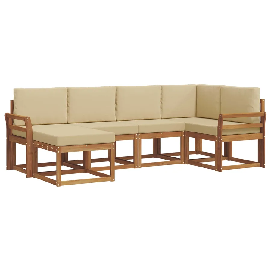 Ensemble de canapés d'extérieur 6 pcs Naturel et Beige - 2