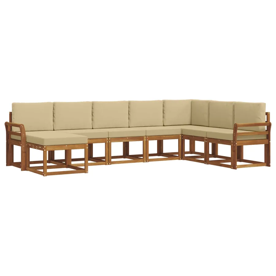 Ensemble de canapés d'extérieur 8 pcs Naturel et Beige - 3