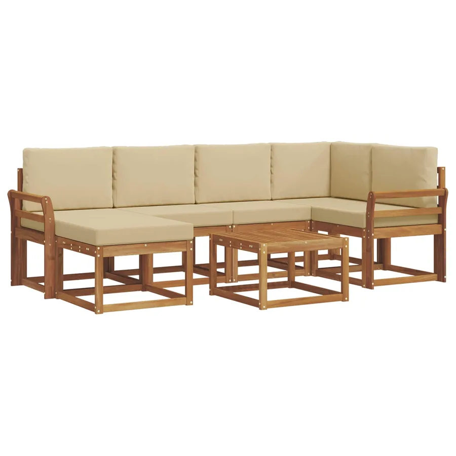 Ensemble de canapés d'extérieur 7 pcs Naturel et Beige - 2