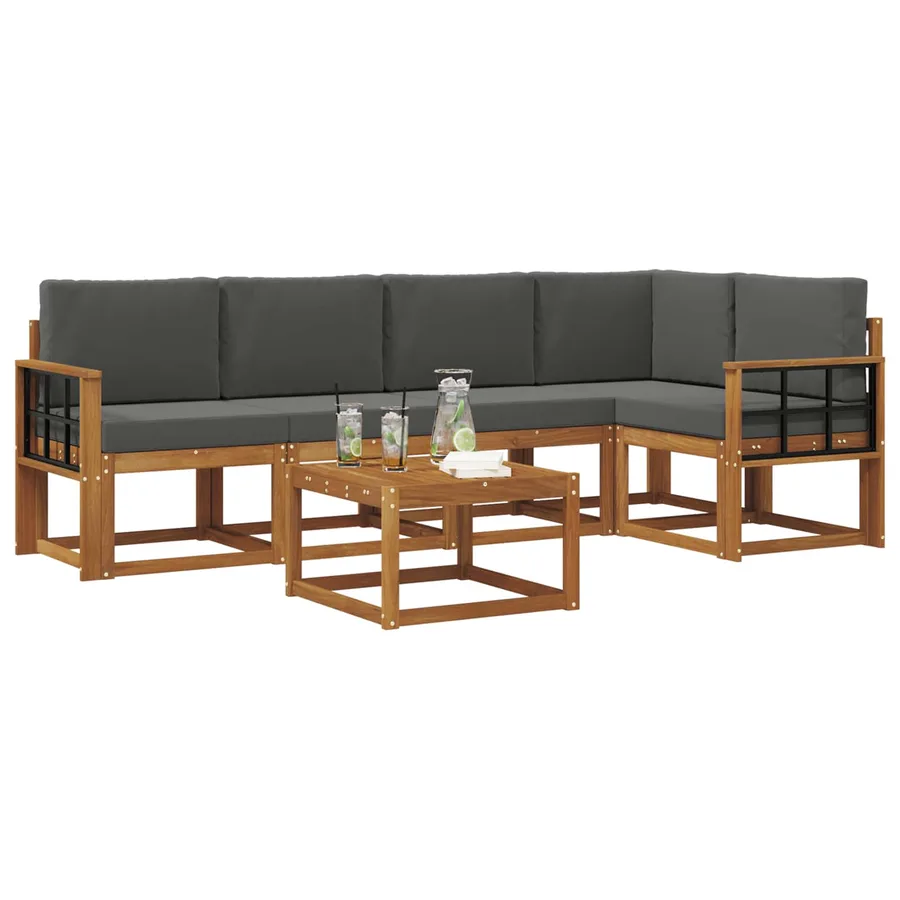 Ensemble de canapés d'extérieur 6 pcs Naturel et Anthracite - 3
