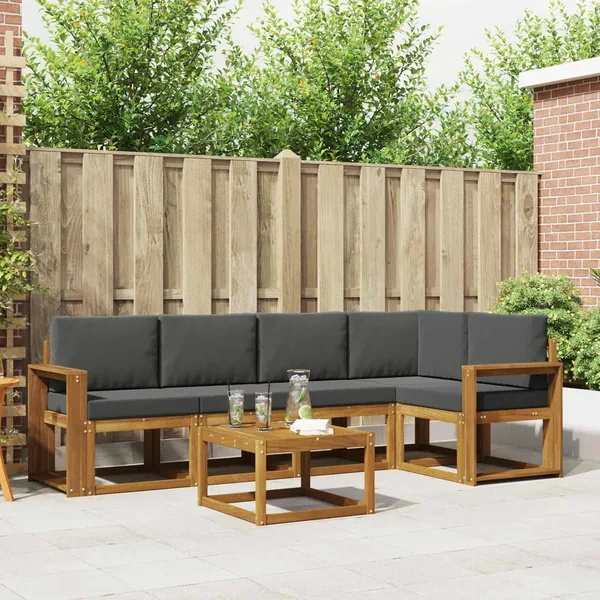 Ensemble de canapés d'extérieur 6 pcs Naturel et Anthracite