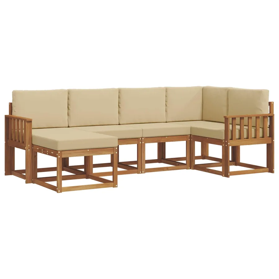 Ensemble de canapés d'extérieur 6 pcs Naturel et Beige - 2