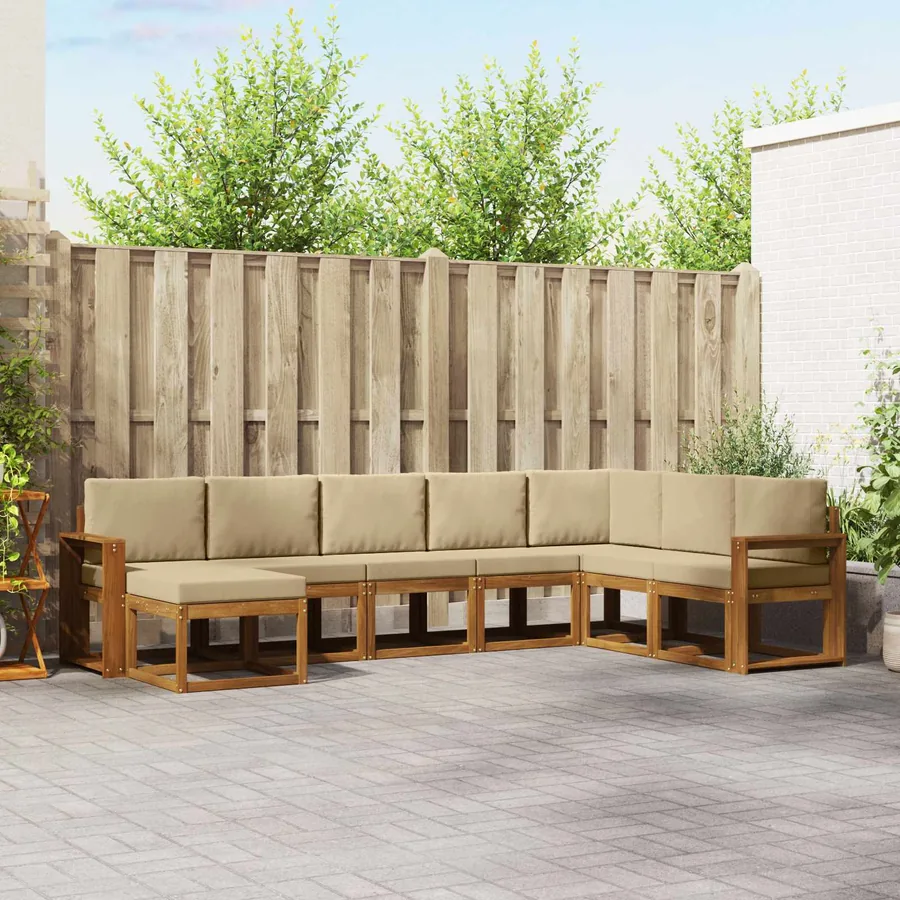 Ensemble de canapés d'extérieur 8 pcs Naturel et Beige